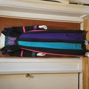 Black Vintage Mexican Embroidered Maxi Dress Medium